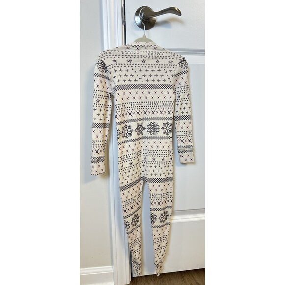 SKIMS Logo Pointelle Henley Onesie in Cream Fair Isle Size 3T - Picture 4 of 4